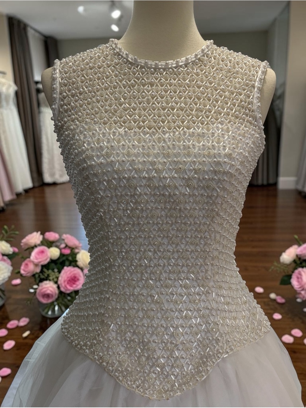 L'Amour Ivory Beaded Bodice Tulle Ball Gown - Picture 2 of 16